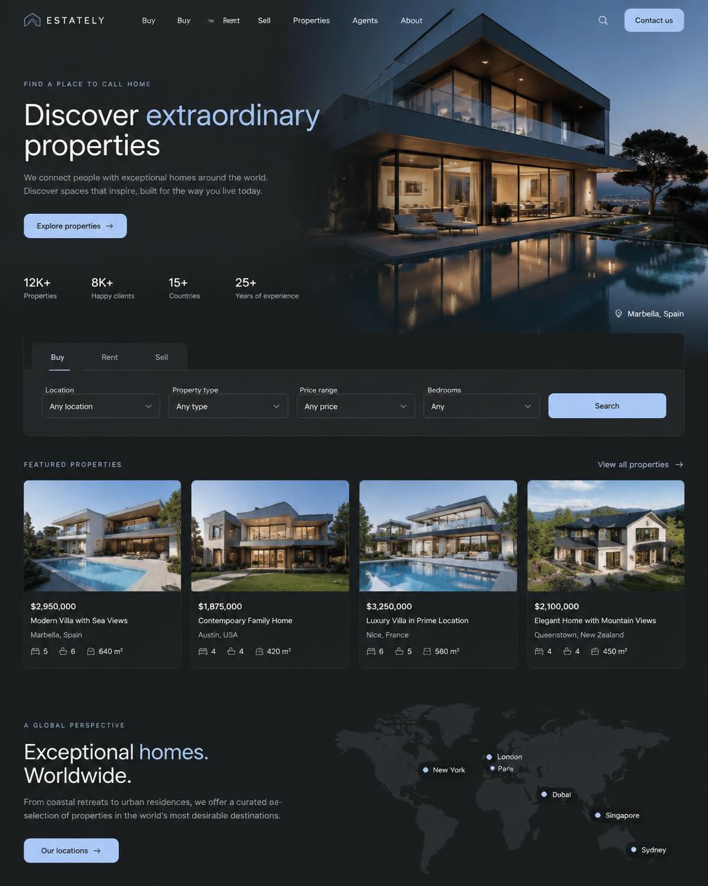 Estately website concept